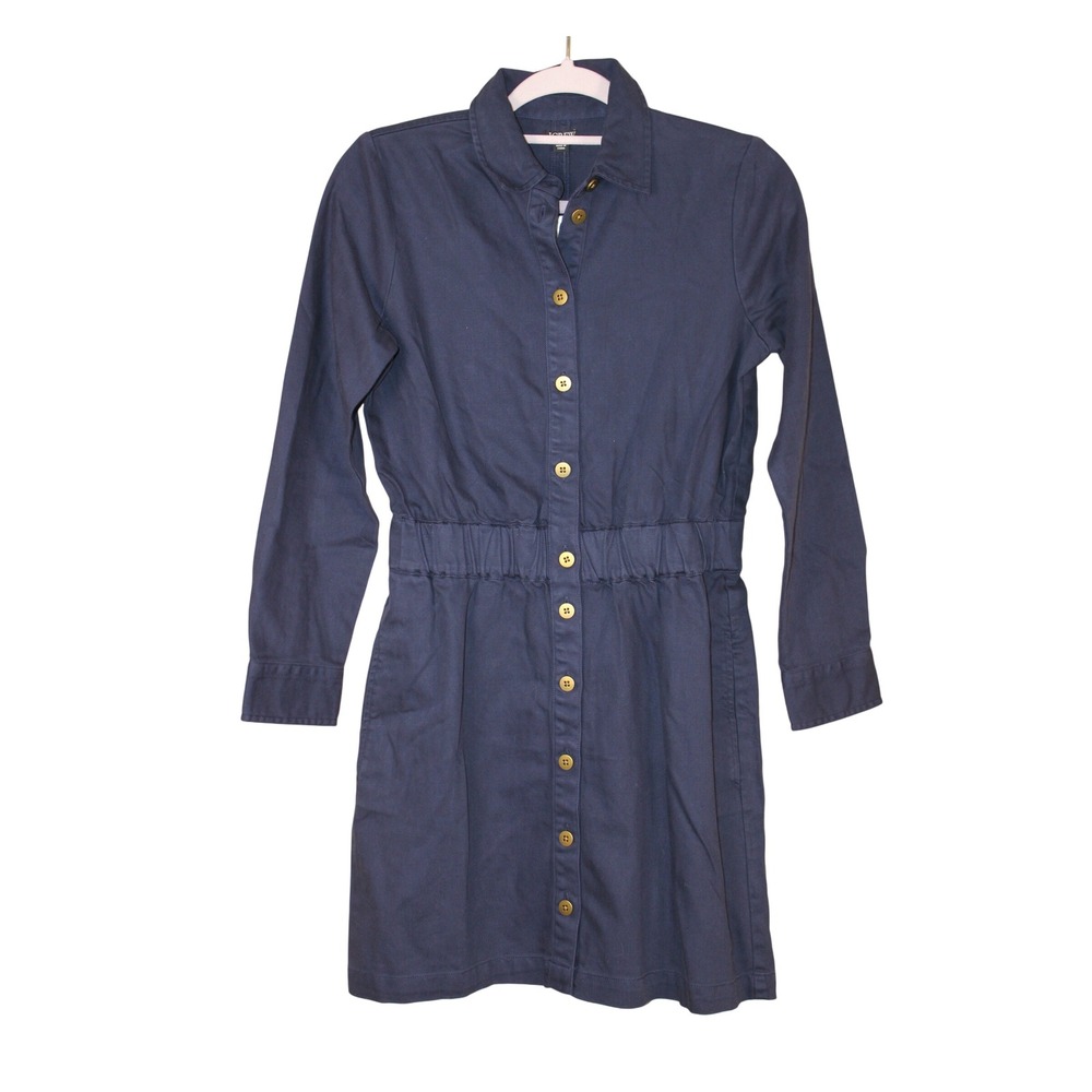 NWT J. Crew Nautical Structured Preppy Navy Blue Chino Shirt Mini Dress Size 0